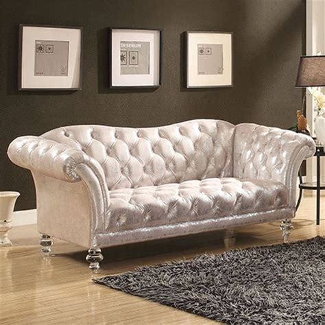 acme dixie metallic silver fabric loveseat|Dixie Loveseat in Metallic Silver Finish by Acme .